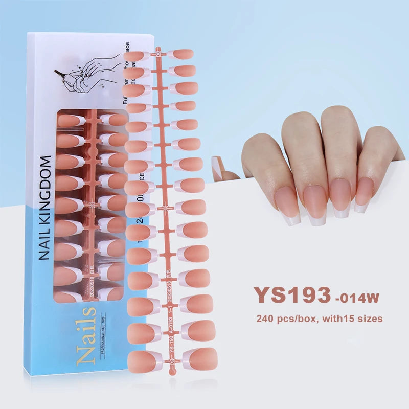 150Pcs/Box Acrylic Press on Nails Full Cover Fake False Tips Soft Gel Extension T-shaped Oval Capsule Almond Sculpted Salon DIY