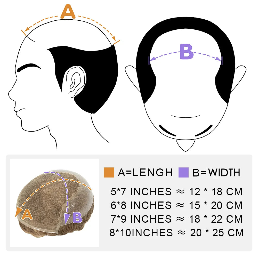 Remy Human Hair Toupee , Capillary Topper , Men's Brazilian Hair System