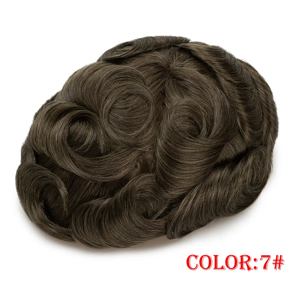 Remy Human Hair Toupee , Capillary Topper , Men's Brazilian Hair System