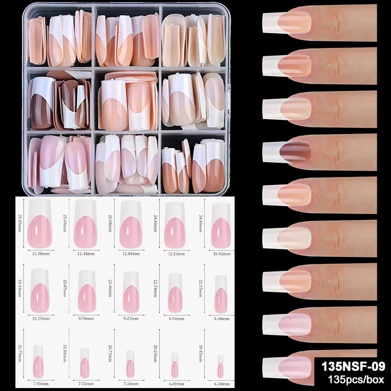 150Pcs/Box Acrylic Press on Nails Full Cover Fake False Tips Soft Gel Extension T-shaped Oval Capsule Almond Sculpted Salon DIY