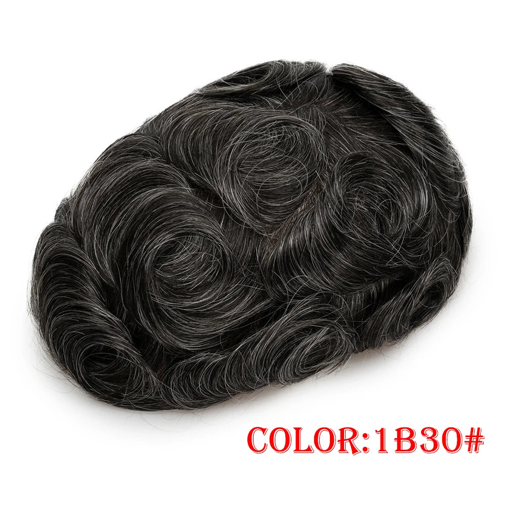 Remy Human Hair Toupee , Capillary Topper , Men's Brazilian Hair System