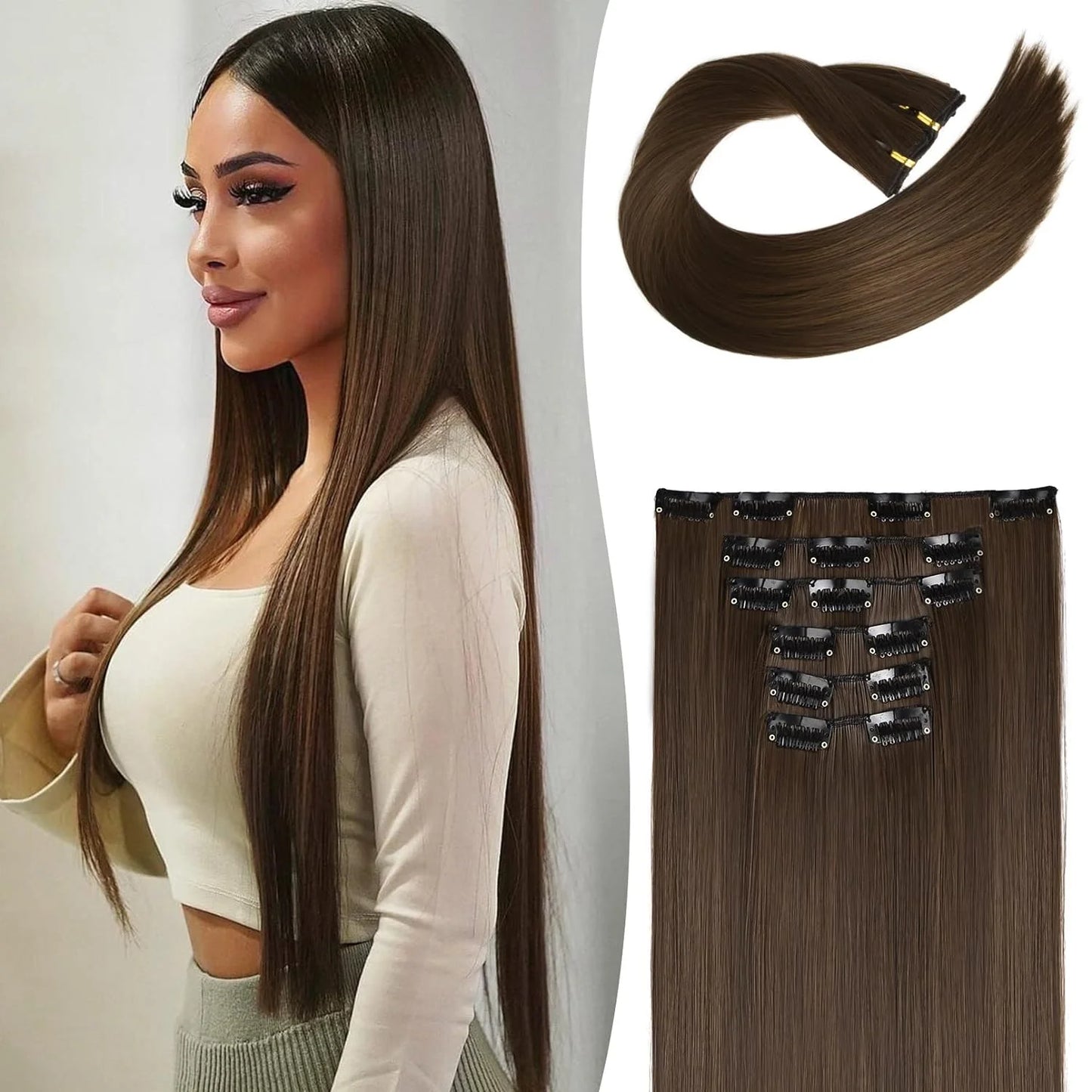 Clip in Hair Extensions Real Natural Hair Remy Straight Set 5&7 Pcs Brazilian Clip in Human Hair Extensions