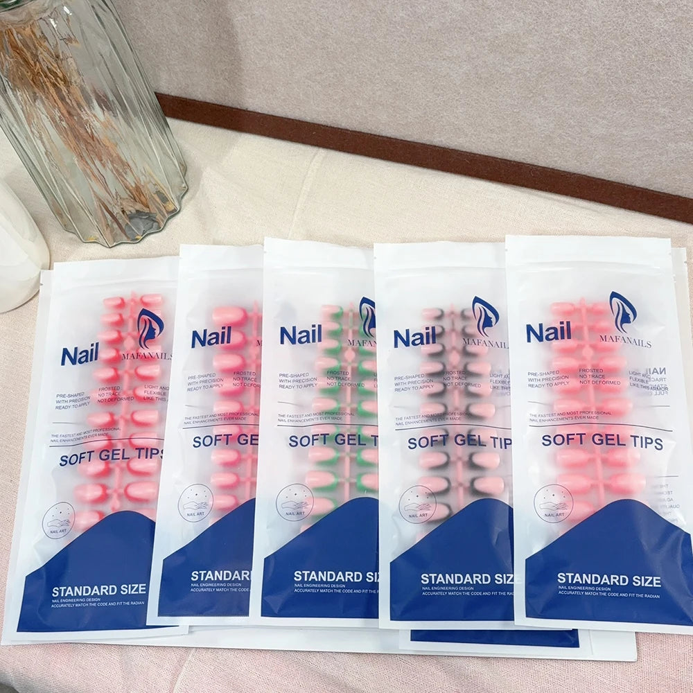 120Pcs Short Square White French Fake Nails Tips Nude Pink Coffin-shaped Glossy Press on nails Full Cover Wearable False Nails-#
