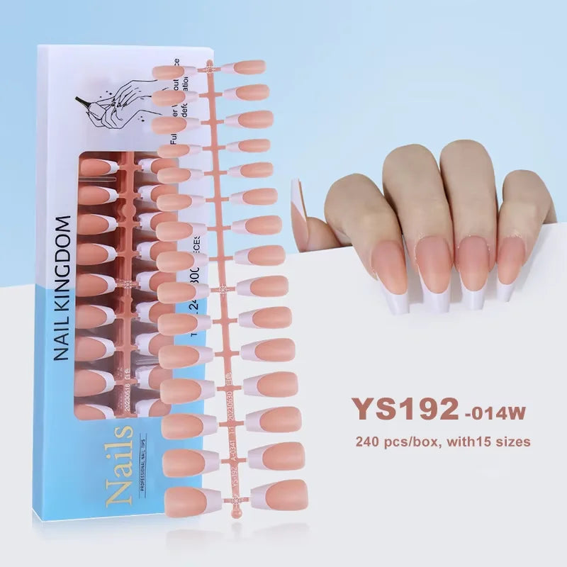 150Pcs/Box Acrylic Press on Nails Full Cover Fake False Tips Soft Gel Extension T-shaped Oval Capsule Almond Sculpted Salon DIY